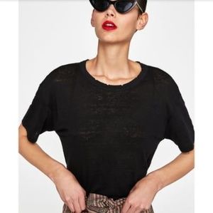 Zara Black T-shirt with rips
